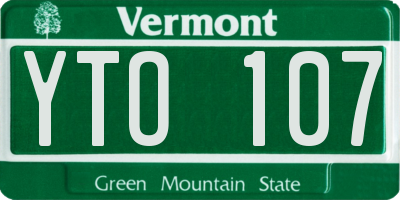 VT license plate YTO107