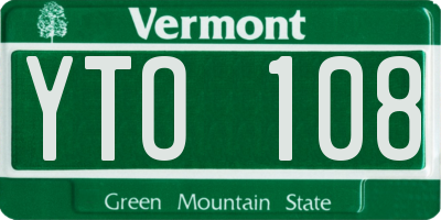 VT license plate YTO108