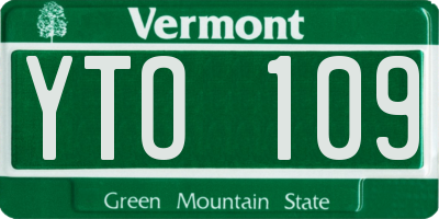 VT license plate YTO109