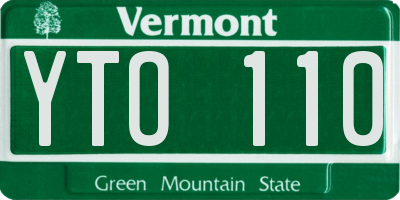 VT license plate YTO110