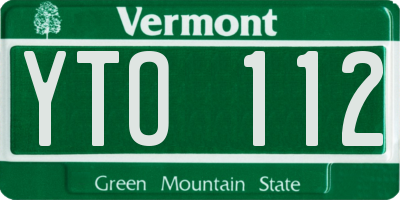 VT license plate YTO112