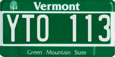 VT license plate YTO113