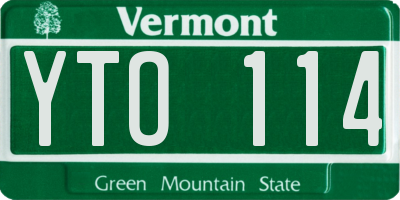 VT license plate YTO114