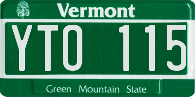 VT license plate YTO115