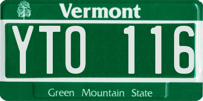 VT license plate YTO116