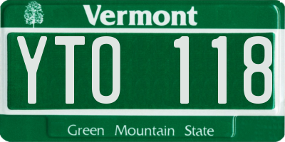 VT license plate YTO118
