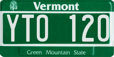 VT license plate YTO120