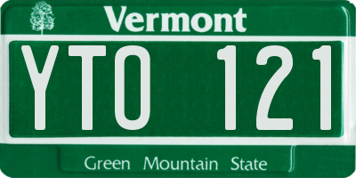 VT license plate YTO121