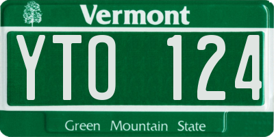 VT license plate YTO124