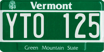 VT license plate YTO125
