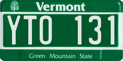VT license plate YTO131