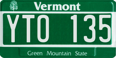 VT license plate YTO135