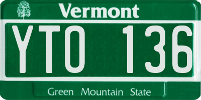 VT license plate YTO136