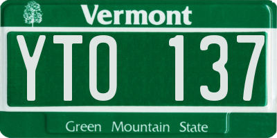 VT license plate YTO137