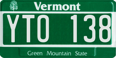 VT license plate YTO138