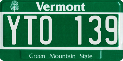 VT license plate YTO139