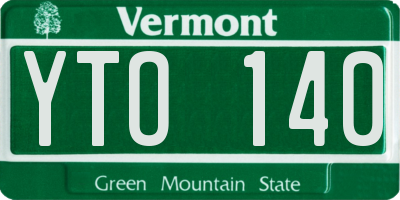 VT license plate YTO140