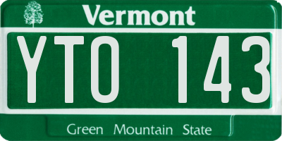 VT license plate YTO143