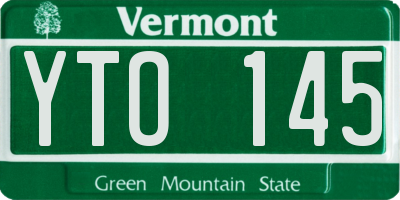 VT license plate YTO145