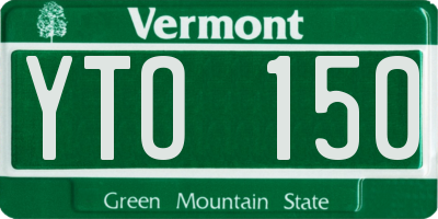 VT license plate YTO150