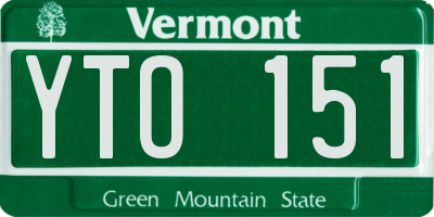 VT license plate YTO151