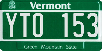 VT license plate YTO153