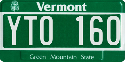 VT license plate YTO160