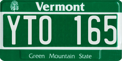 VT license plate YTO165