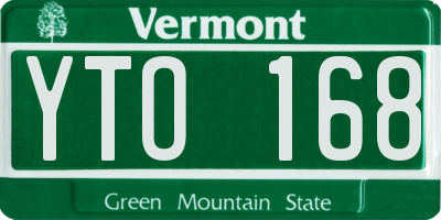 VT license plate YTO168