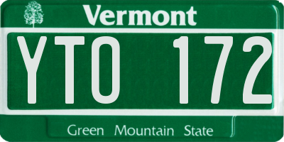 VT license plate YTO172