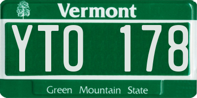 VT license plate YTO178