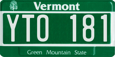 VT license plate YTO181