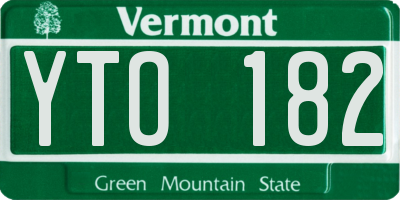 VT license plate YTO182