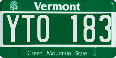 VT license plate YTO183