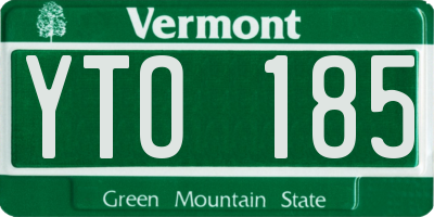VT license plate YTO185