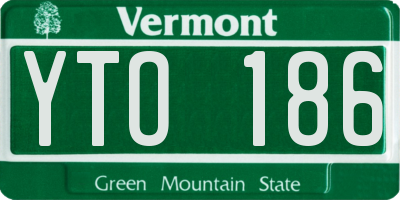 VT license plate YTO186