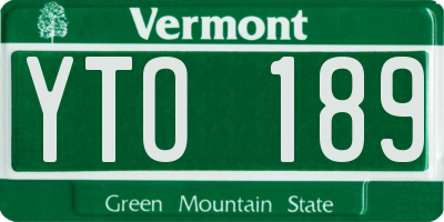 VT license plate YTO189