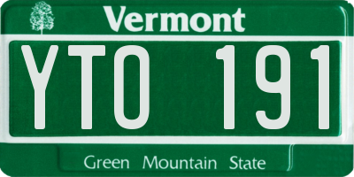 VT license plate YTO191