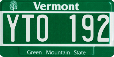 VT license plate YTO192