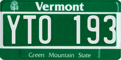 VT license plate YTO193
