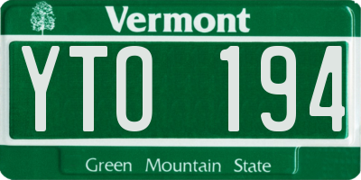 VT license plate YTO194
