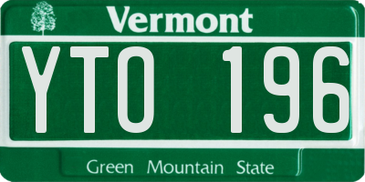 VT license plate YTO196