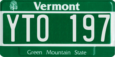 VT license plate YTO197