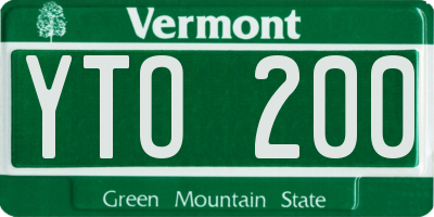 VT license plate YTO200