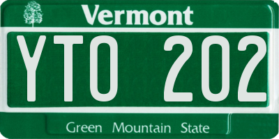 VT license plate YTO202