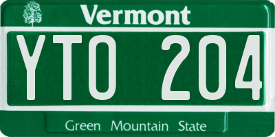 VT license plate YTO204