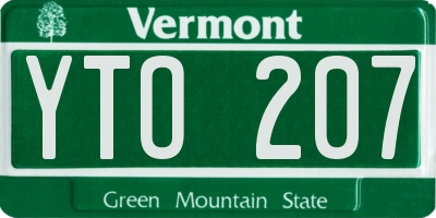 VT license plate YTO207