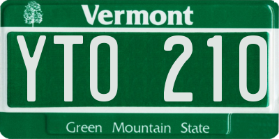 VT license plate YTO210