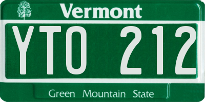 VT license plate YTO212