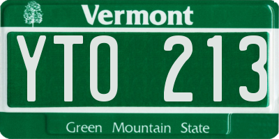 VT license plate YTO213